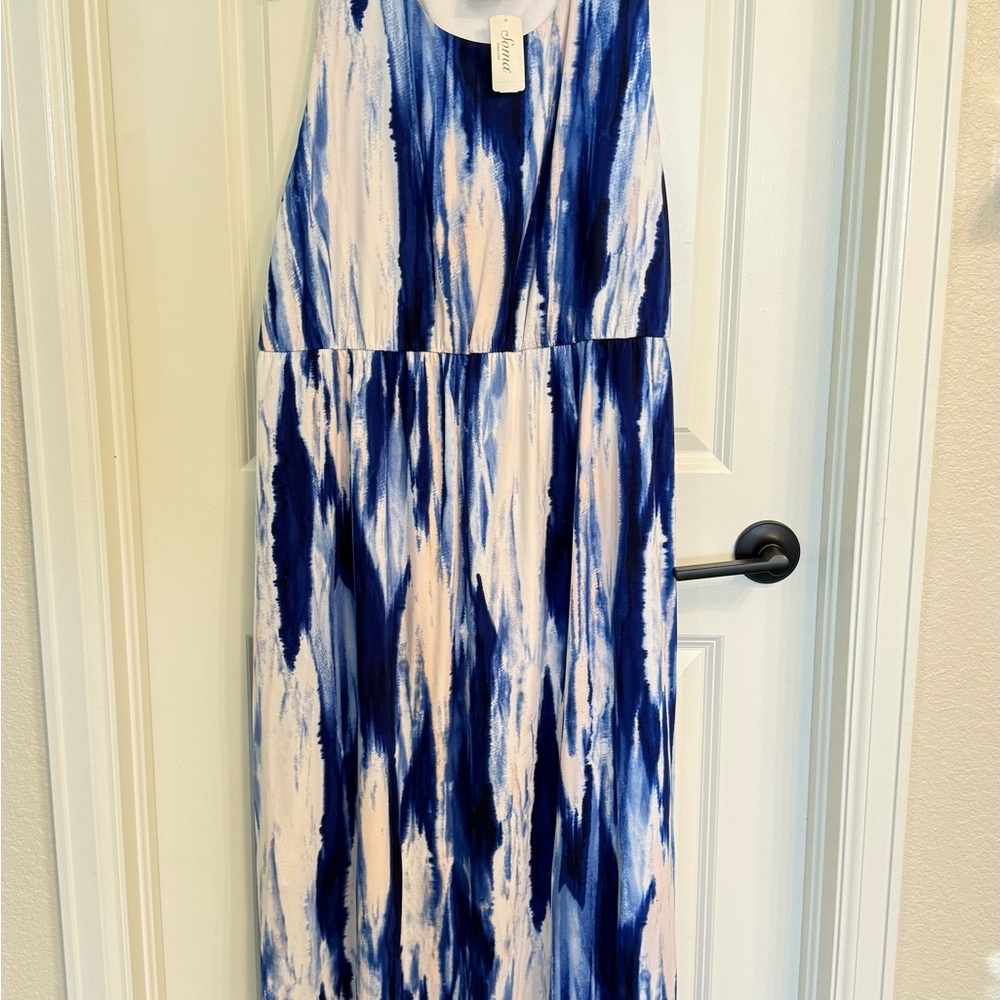 Soma Sapphire and White High Neck Maxi Dress